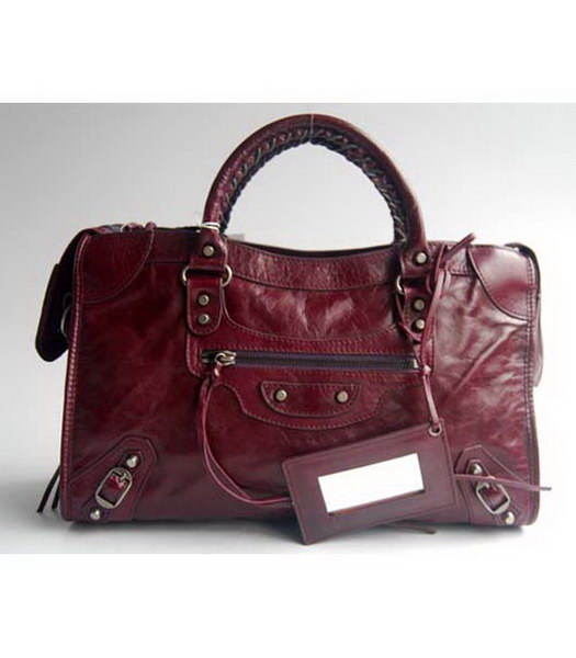 Balenciaga Giant City viola scuro borsa nera Nails